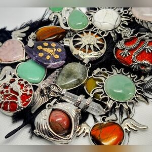 5 Piece Mystery Crystal Pendant Bundle! Genuine Gemstone Jewlery